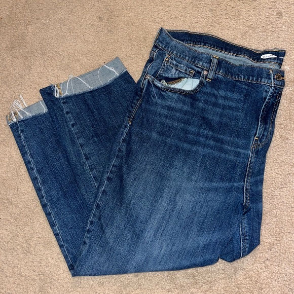 Old Navy Jeans Old Navy Dark Blue Denim Distressed Boyfriend Fit